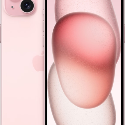 iPhone 15 Plus voor- en achterkant roze