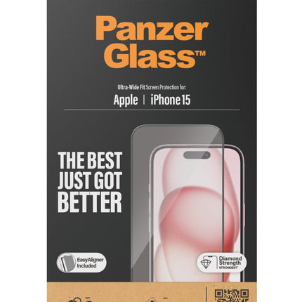 PanzerGlass Apple iPhone 15 - Ultra-Wide Fit met EasyAligner
