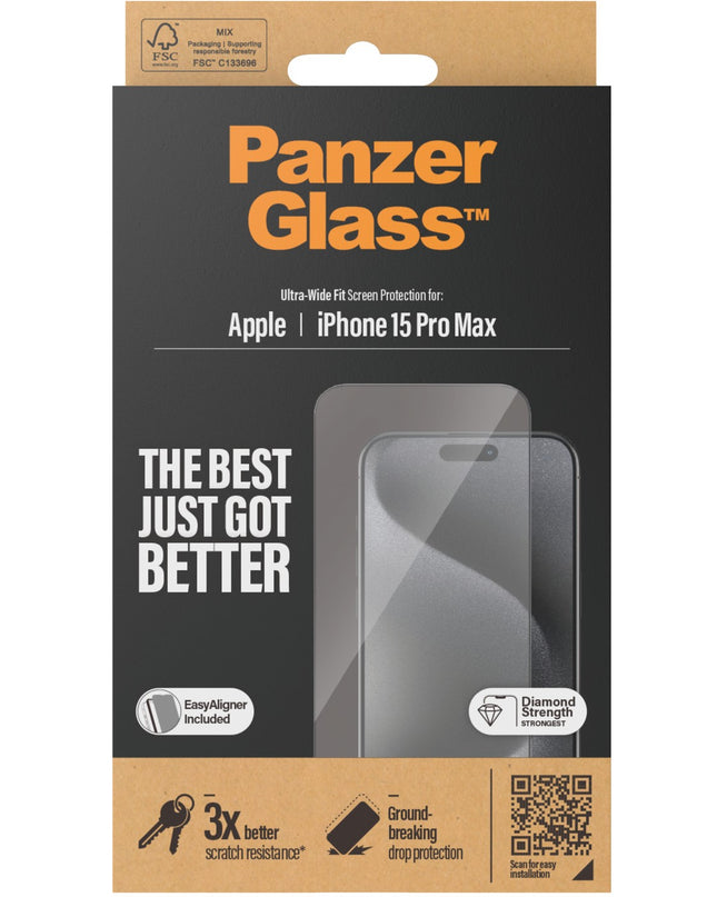 PanzerGlass Apple iPhone 15 Pro Max - Ultra-Wide Fit met EasyAligner