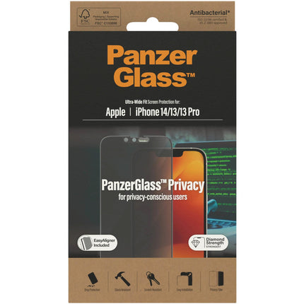 Panzerglass Apple iPhone 13, 13 pro en 14 casefriendly en privacy glass
