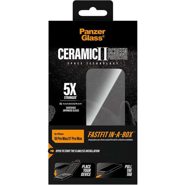 Panzerglass Ceramic II Apple iPhone 18 Pro Max | Ultra-Wide Fit Fast Fit