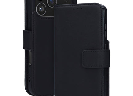 Mobiparts Leather Wallet Case Apple iPhone 17 Pro Zwart (MagSafe Compatible)