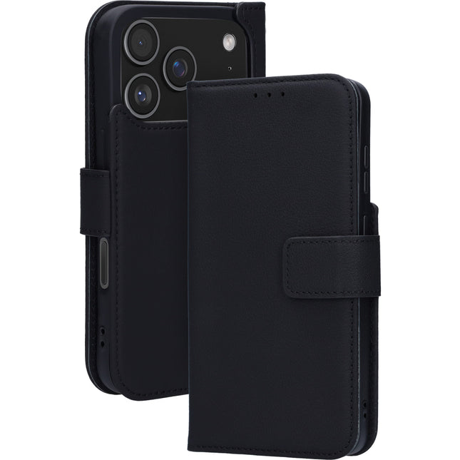 Mobiparts Leather Wallet Case Apple iPhone 17 Pro Zwart (MagSafe Compatible)