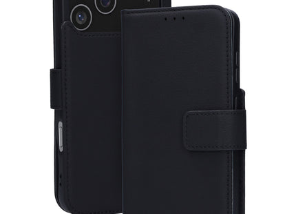 Mobiparts Leather Wallet Case Apple iPhone 17 Pro Max Zwart (MagSafe Compatible)