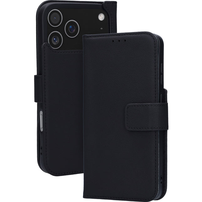 Mobiparts Leather Wallet Case Apple iPhone 17 Pro Max Zwart (MagSafe Compatible)
