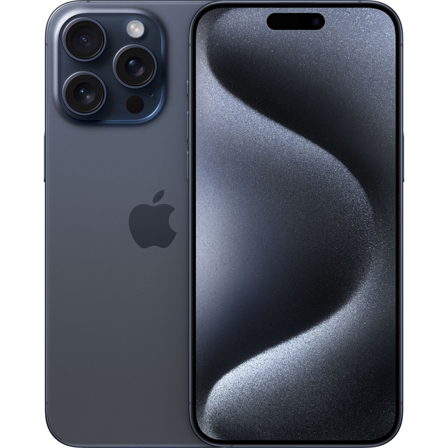 iPhone 15 Pro Max voor- en achterkant Titanium  blauw