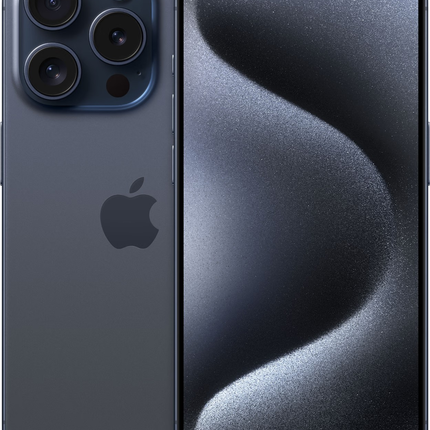 iPhone 15 Pro voor- en achterkant Titanium blauw