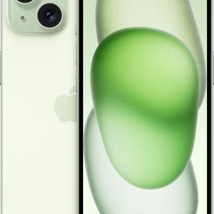 iPhone 15 voor- en achterkant groen