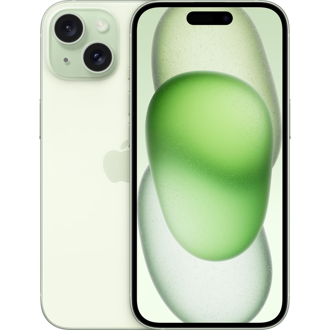 iPhone 15 voor- en achterkant groen